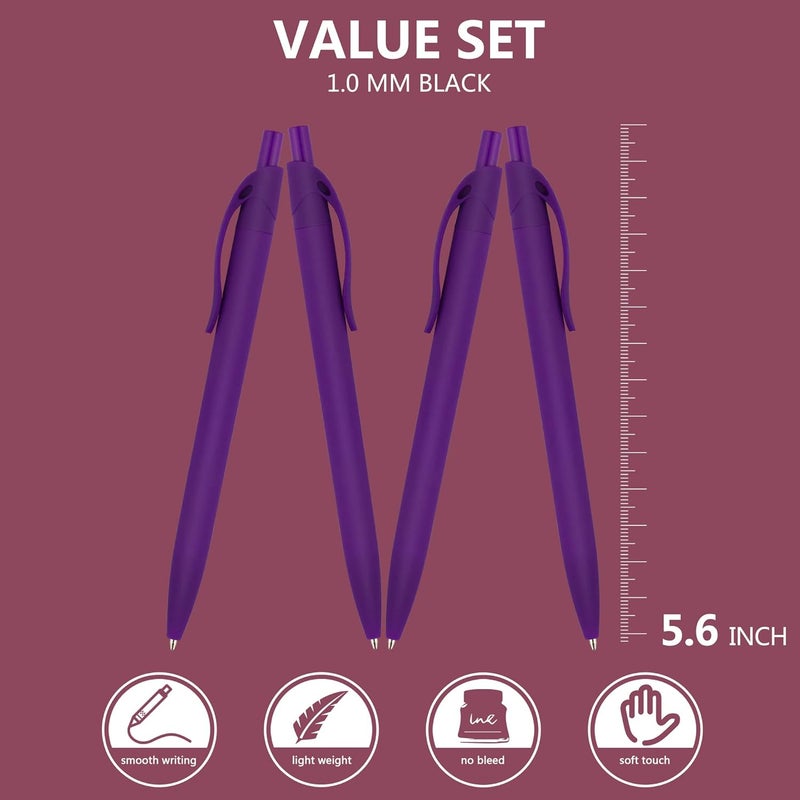 deegtran Pens Bulk, 100 Pack No Bleed Purple Barrel Click Pens, Wholesale Retractable Ballpoint Pens, Pens Medium Point, Smooth Ink Pens, 1.0MM Black Ink - Image 2